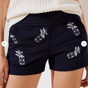 Ann Taylor LOFT Embroidered Beaded Pineapple Shorts